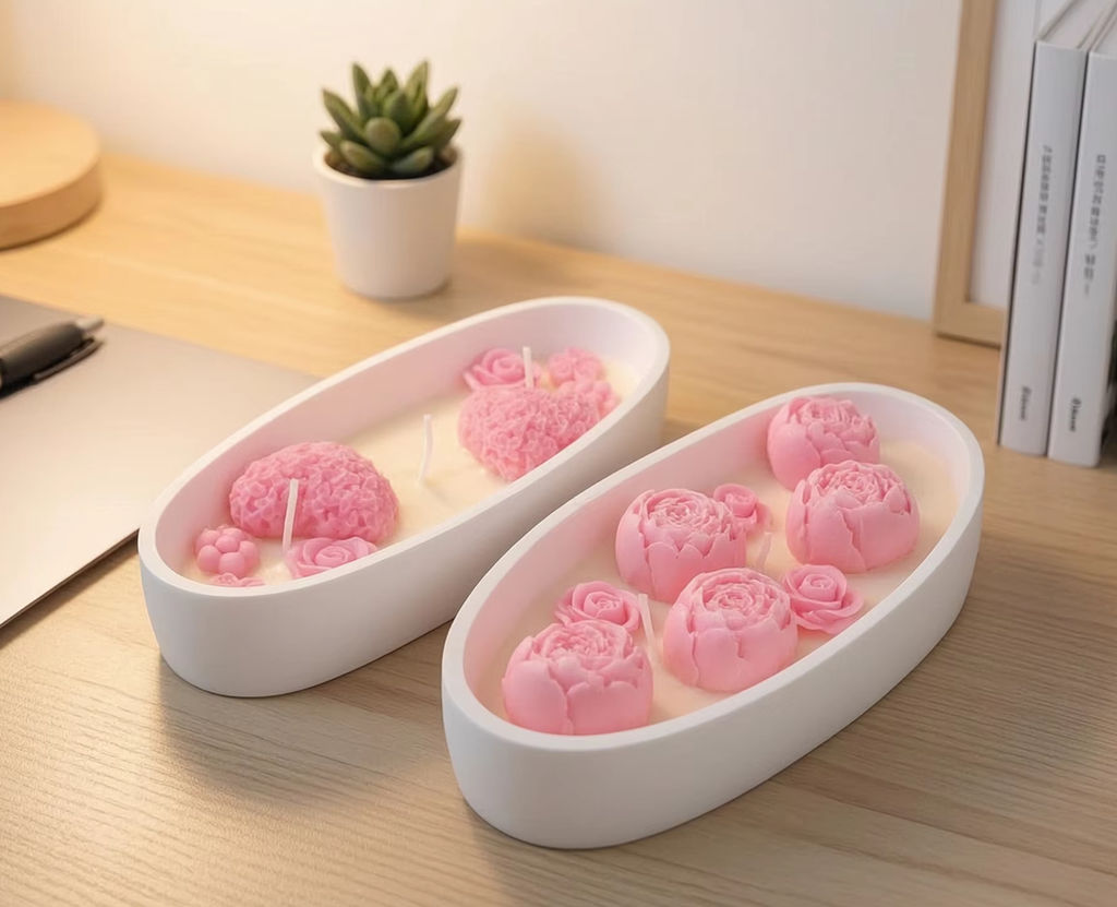 Candle Souvenir - ハートローズの香りのキャンドル、オーバル型ホルダー、ソイワックス、アロマセラピー、ホームベッドルームデコレーション、ロマンチックなホリデーのお土産ギフト