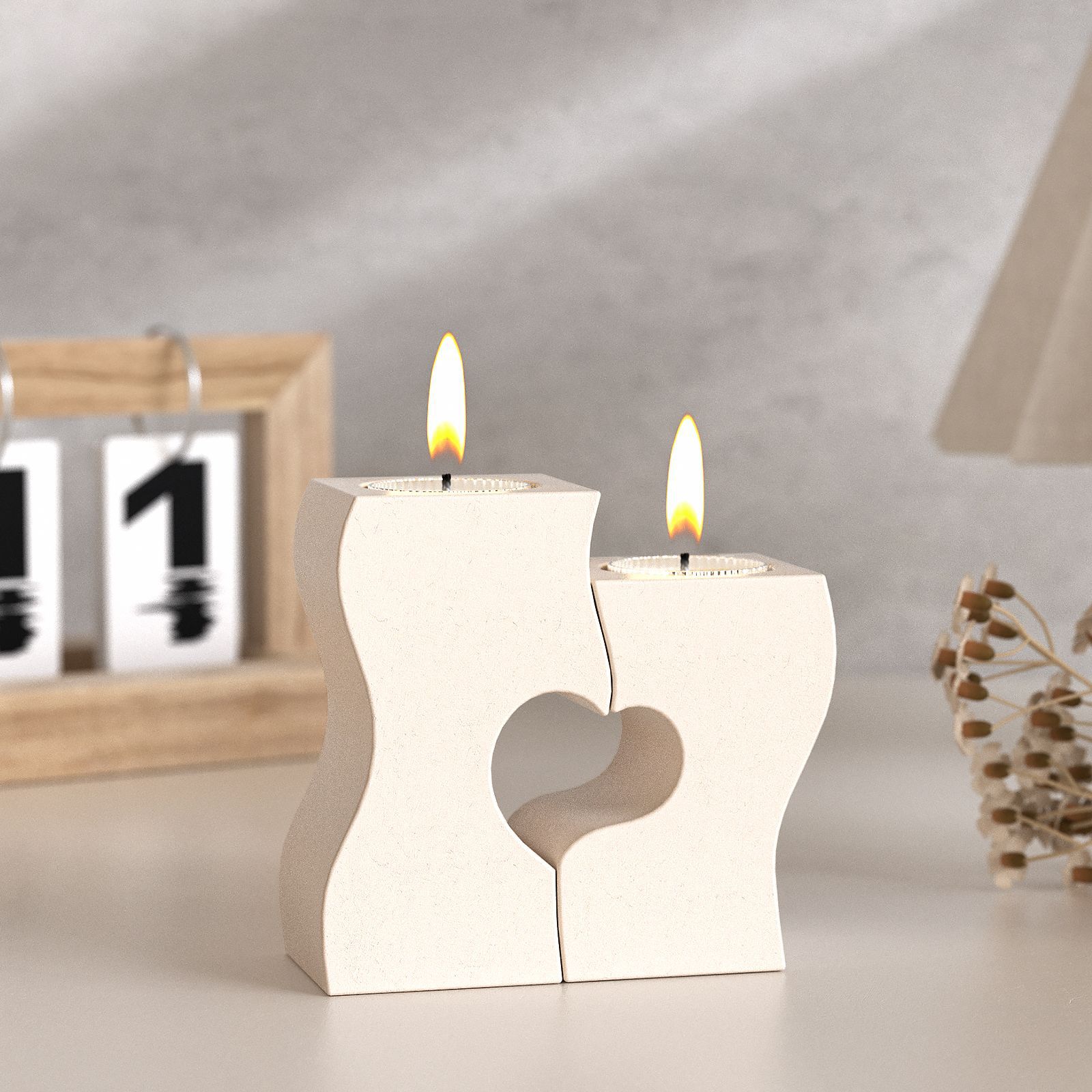 Candle Souvenir - S ハート燭台シリコーン金型 DIY キャンドルホルダー石膏石膏セメント型クラフトウェディングギフト注ぐ UV 樹脂作成ツール