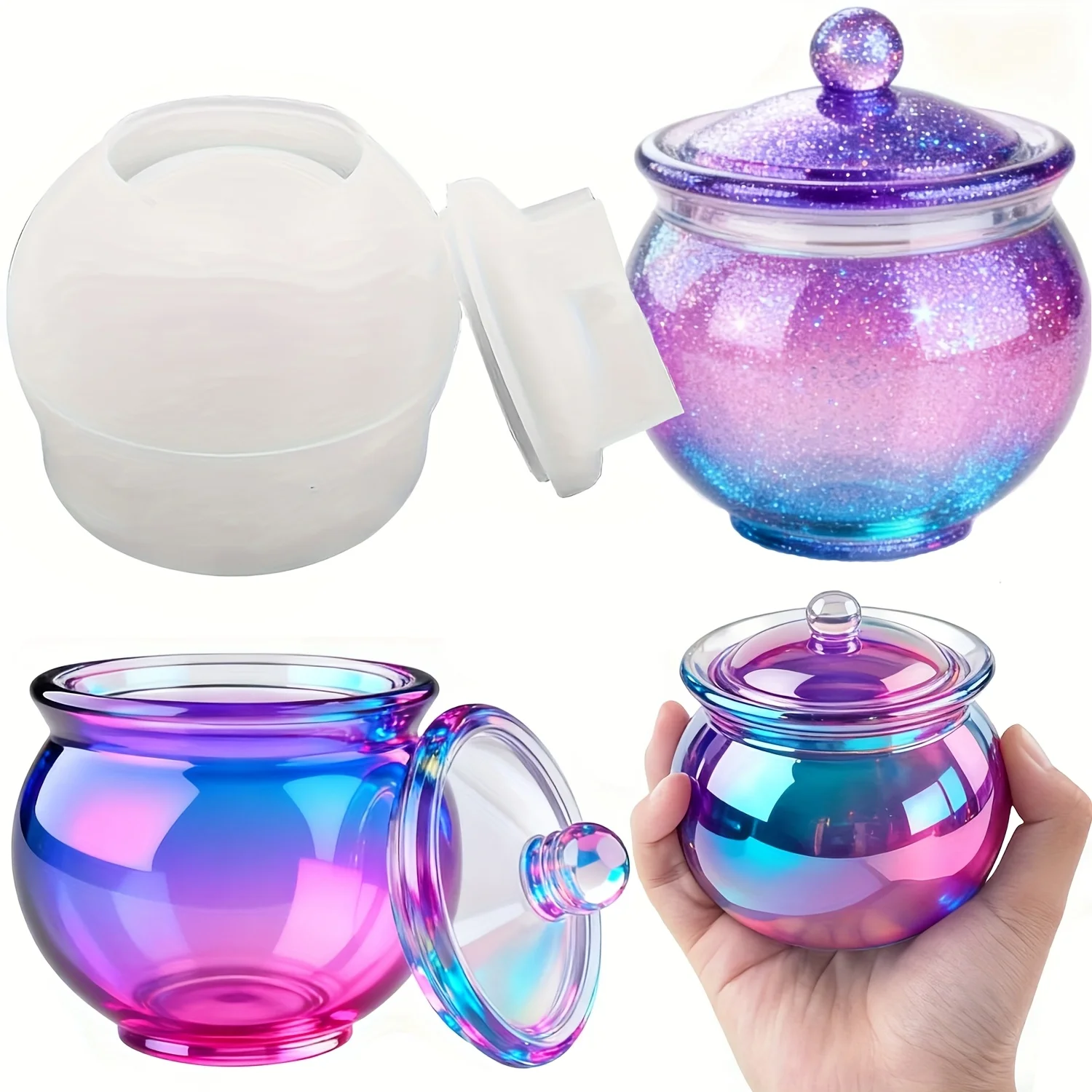 Candle Souvenir - 蓋付きの丸い樹脂製缶型1セット、DIYジュエリー収納ボックス、コンクリートキャンドル容器、ギフトや家の装飾に