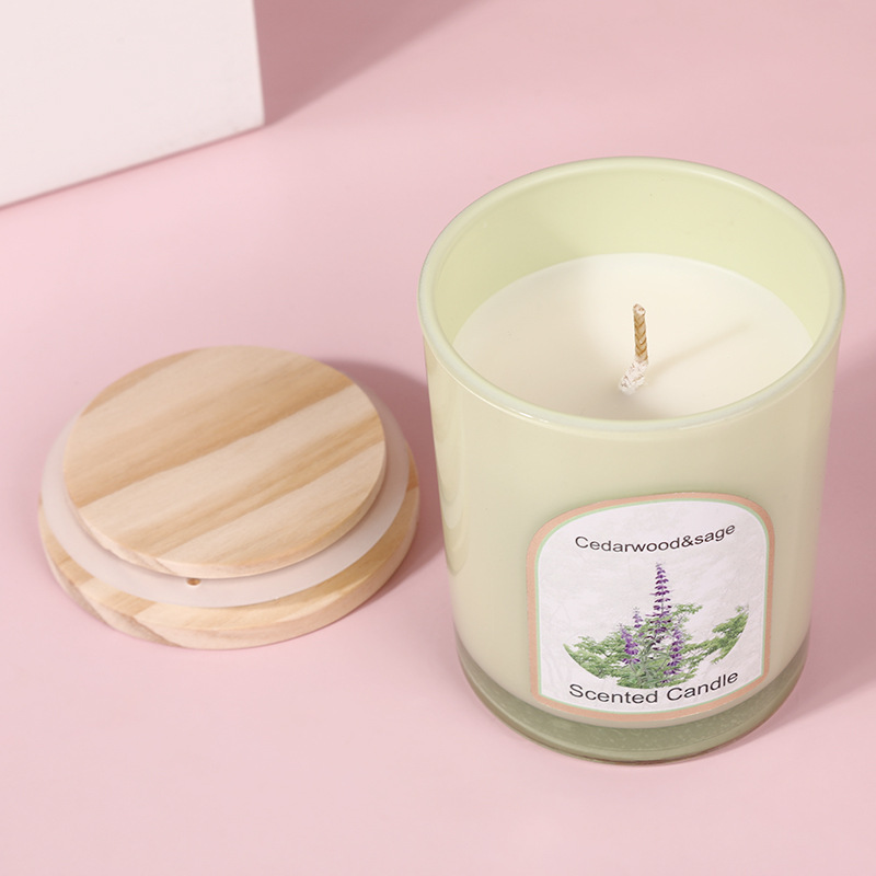 木製蓋付きカラーガラス香り付きキャンドル卸売カスタム家庭用フ - Candle Souvenir のレビューと価格