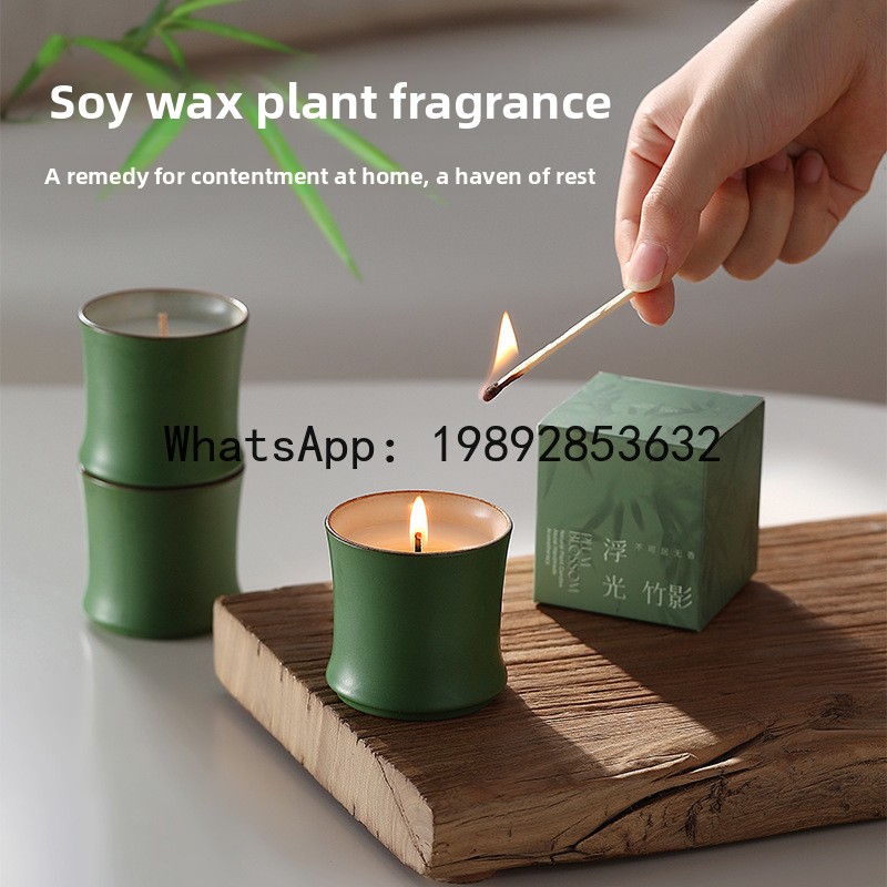 LZ香り付きキャンドルギフトボックス竹製セラミックギフト誕生 - Candle Souvenir のレビューと価格