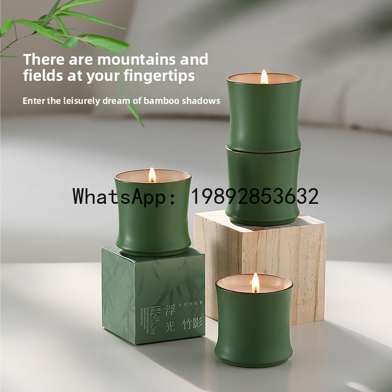LZ香り付きキャンドルギフトボックス竹製セラミックギフト誕生 - Candle Souvenir のレビューと価格