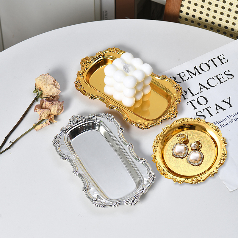 レトロ高級銀メッキプレートケーキデザートトレイ香水キーキャン - Candle Supplies Luxury のレビューと価格